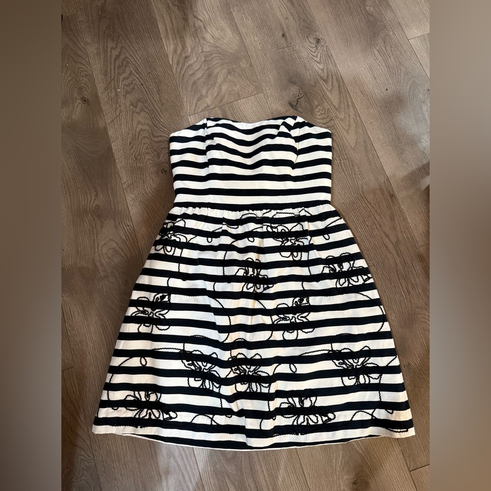 Lilly Pulitzer Black and White Strapless Fit and Flare Dress